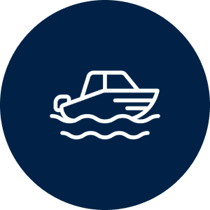 Boat icon on dark blue background